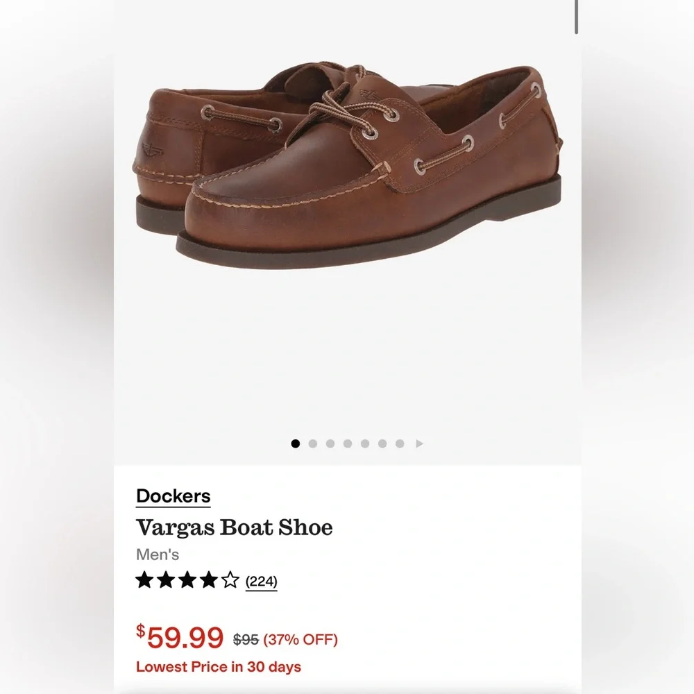 Dockers Vargus Mens Classic Brown Leather Boat Shoes 9.5 w